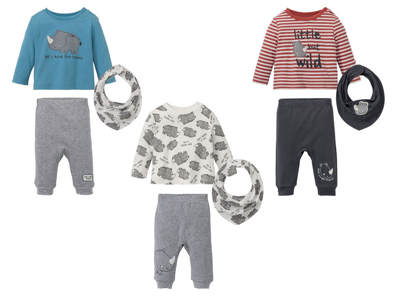 Pełny ekran: lupilu® Zestaw niemowlęcy 3-częściowy (spodnie, bluzka, chustka), 1 komplet - zdjęcie 1