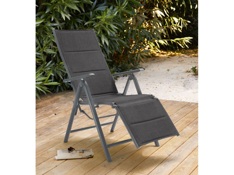 Pełny ekran: florabest Fotel leżak ogrodowy aluminiowy z podnóżkiem, antracytowy - zdjęcie 2