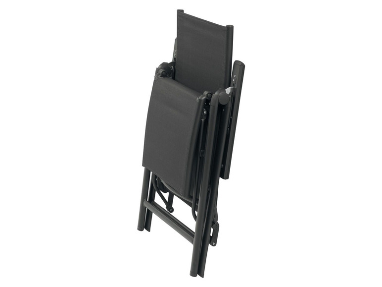 Pełny ekran: florabest Fotel leżak ogrodowy aluminiowy z podnóżkiem, czarny - zdjęcie 5