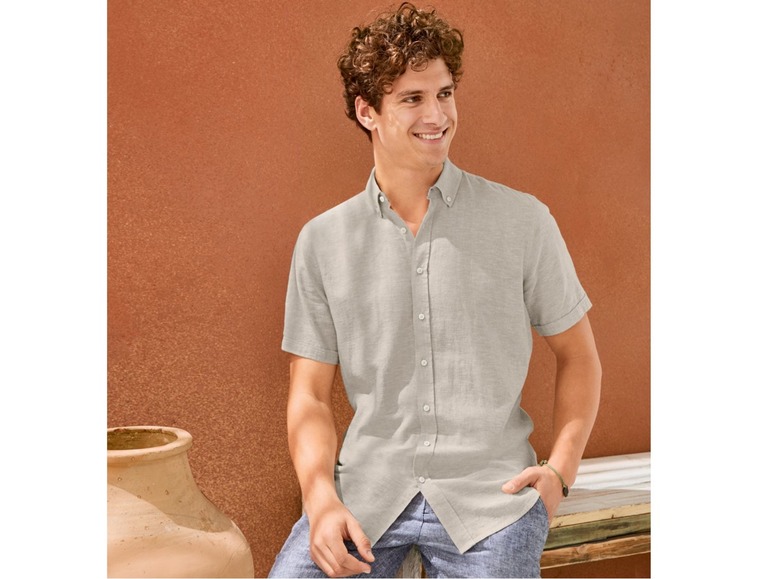 Pełny ekran: LIVERGY® Koszula męska z lnem, regular fit, 1 sztuka - zdjęcie 4