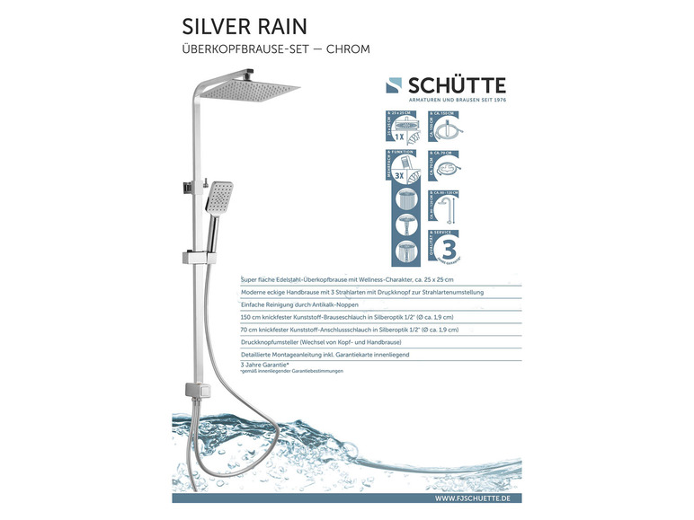 Pełny ekran: Schütte System prysznicowy "SILVER RAIN" z deszczownicą - zdjęcie 6