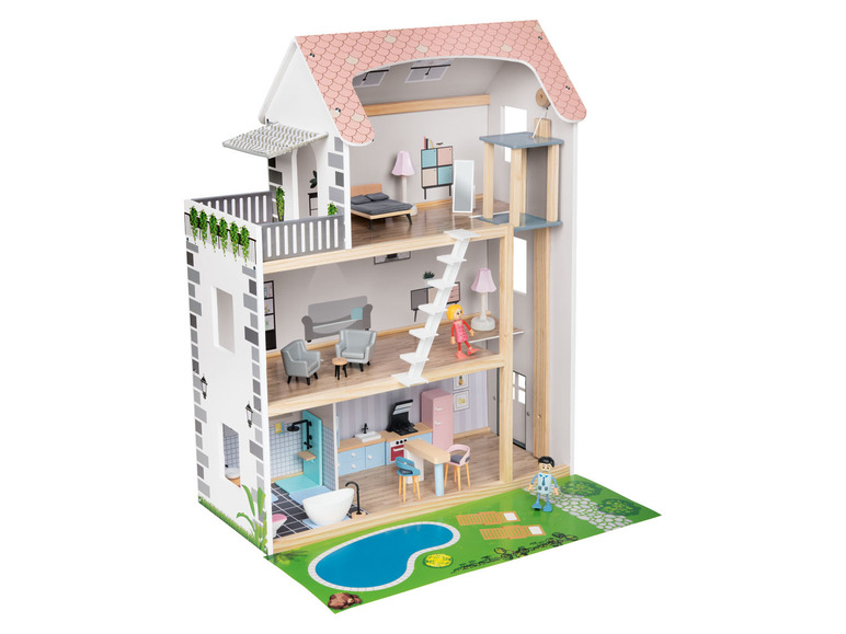 Pełny ekran: PLAYTIVE® Drewniany domek dla lalek z wyposażeniem - zdjęcie 7