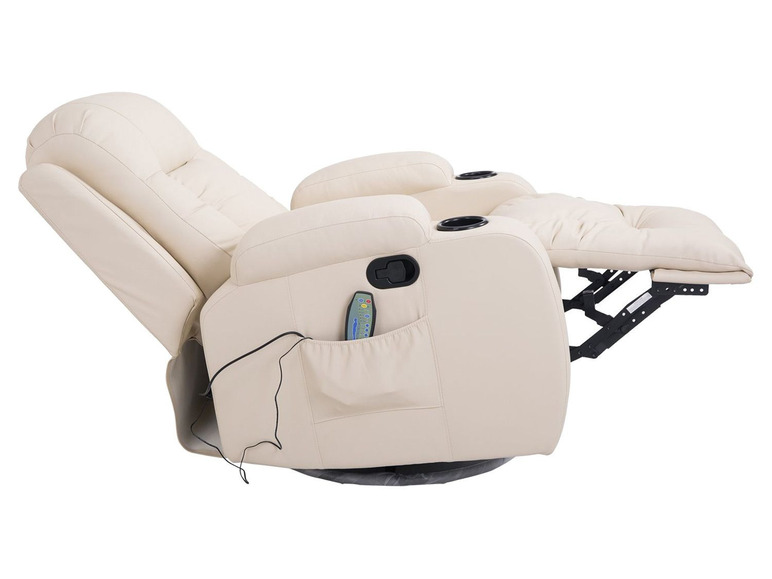 Pełny ekran: HOMCOM Fotel z funkcją masażu, podgrzewany, z rozkładanym podnóżkiem, kremowy - zdjęcie 8