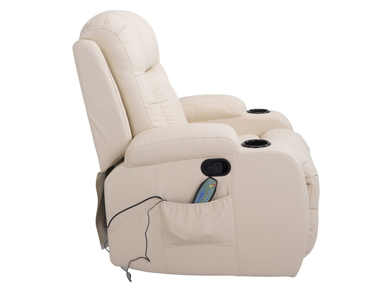 Pełny ekran: HOMCOM Fotel z funkcją masażu, podgrzewany, z rozkładanym podnóżkiem, kremowy - zdjęcie 5