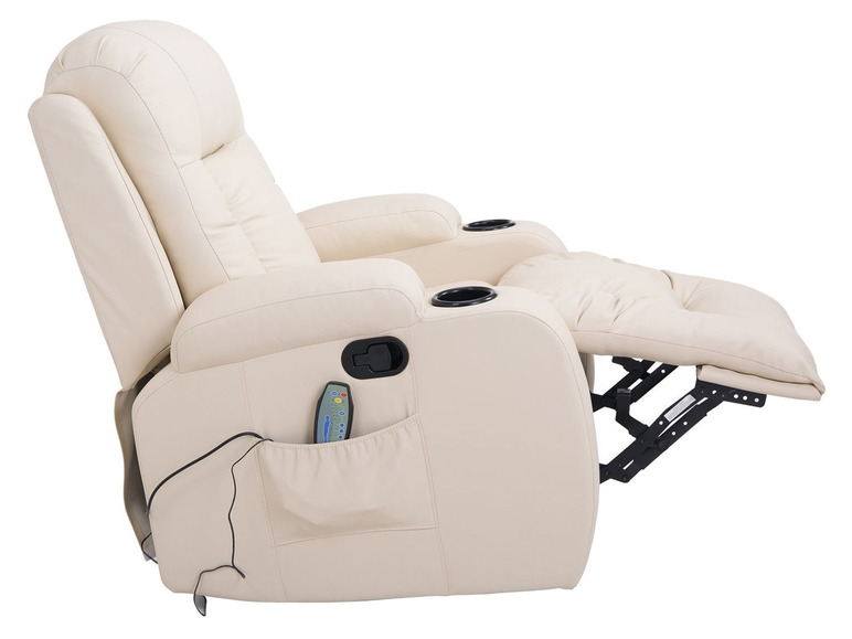 Pełny ekran: HOMCOM Fotel z funkcją masażu, podgrzewany, z rozkładanym podnóżkiem, kremowy - zdjęcie 7