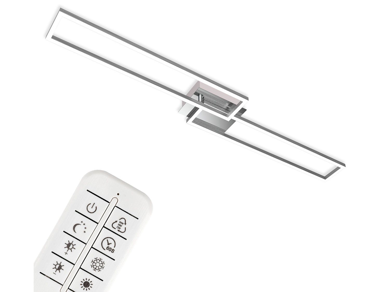 CCT LED Designerska Lampa Sufitowa, Regulacja Barwy Światła i Jasności (prostokątny (chrom))