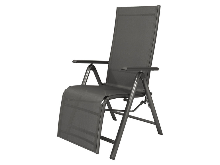 Pełny ekran: florabest Fotel leżak ogrodowy aluminiowy z podnóżkiem, czarny - zdjęcie 1