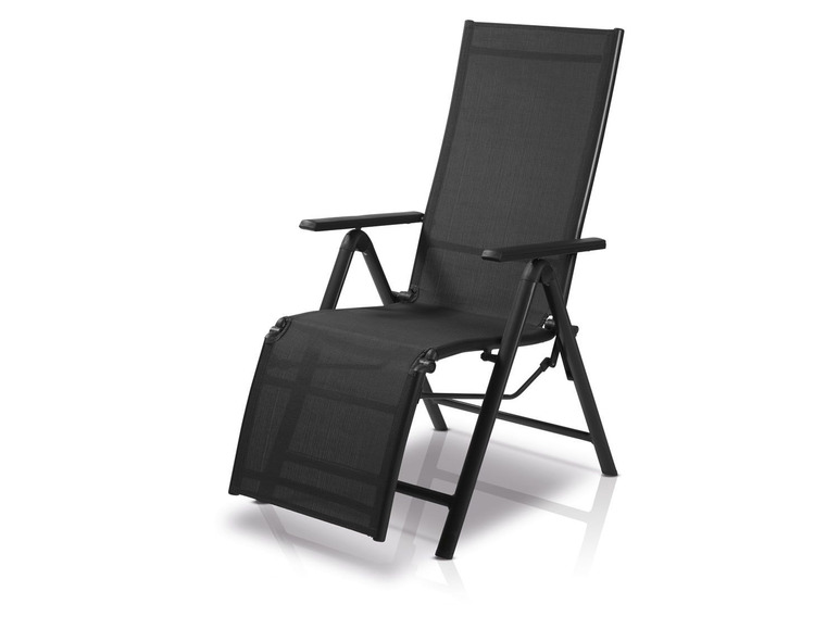 Pełny ekran: florabest Fotel leżak ogrodowy aluminiowy z podnóżkiem, czarny - zdjęcie 7