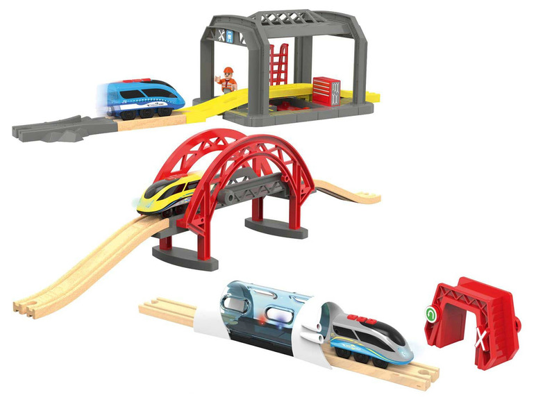 Pełny ekran: Playtive Drewniany zestaw do rozbudowy kolejki, most/ łuk/ warsztat kolejowy, 1 zestaw - zdjęcie 1