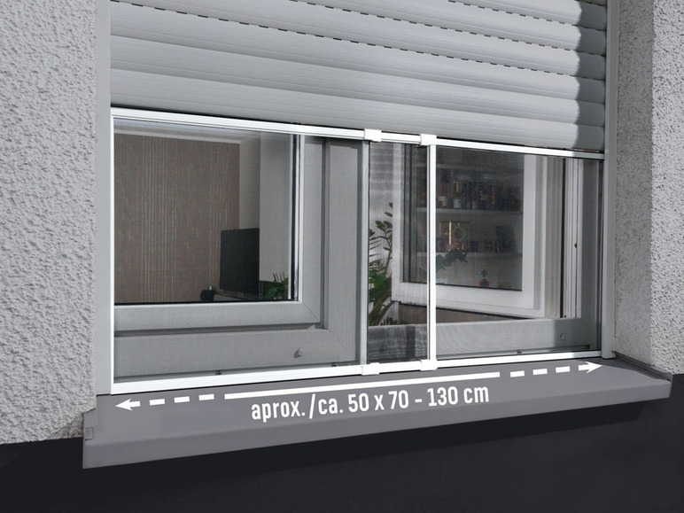 Pełny ekran: Przesuwane okno aluminiowe chroniące przed owadami, moskitiera, 50 x 70-130 cm - zdjęcie 3