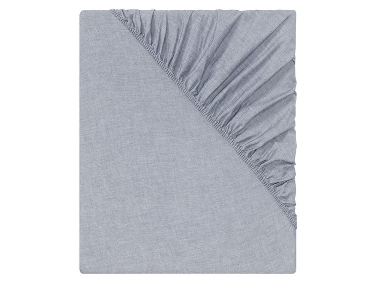 Pełny ekran: meradiso Prześcieradło z gumką z tkaniny chambray 90-100 x 200 cm, 1 sztuka - zdjęcie 3