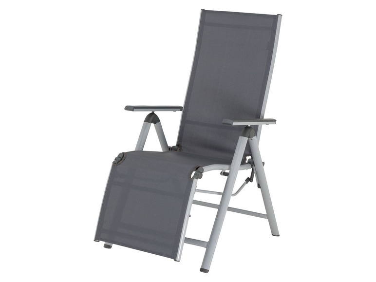 Pełny ekran: florabest Aluminiowy fotel ogrodowy Houston, z podnóżkiem, srebrny/ szary - zdjęcie 1
