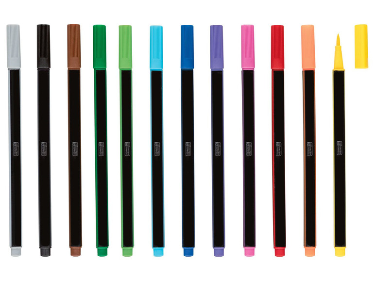 UNITED OFFICE® Mazaki pędzelkowe lub cienkopisy, 12 sz…