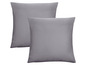 Dwie szare poszewki na poduszki.
