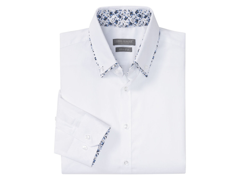Pełny ekran: NOBEL LEAGUE® Koszula biznesowa męska Slim Fit, z bawełny, biała - zdjęcie 5