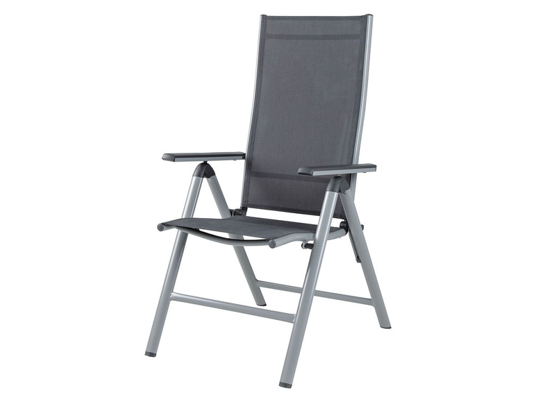 Pełny ekran: florabest Fotel ogrodowy składany aluminiowy z wysokim oparciem, srebrny/szary, 2 sztuki - zdjęcie 3