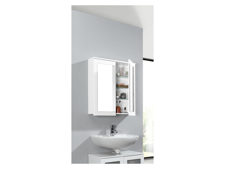 Pełny ekran: LIVARNO home Szafka łazienkowa z lustrem Basel, biały - zdjęcie 4