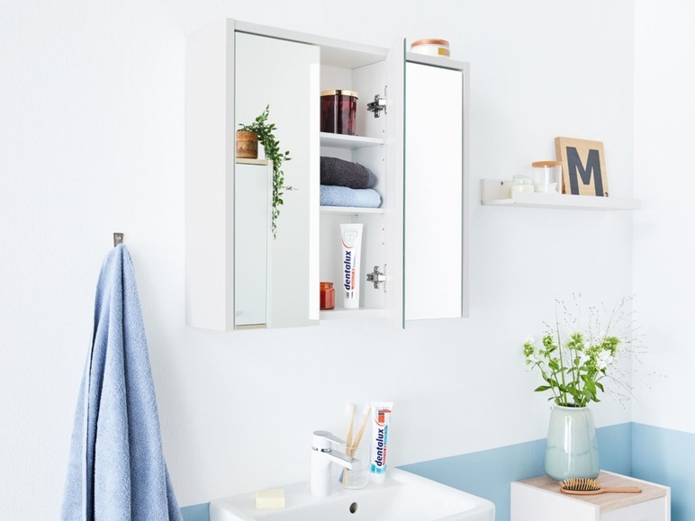 Pełny ekran: LIVARNO® Szafka łazienkowa wisząca z lustrem, biała - zdjęcie 5