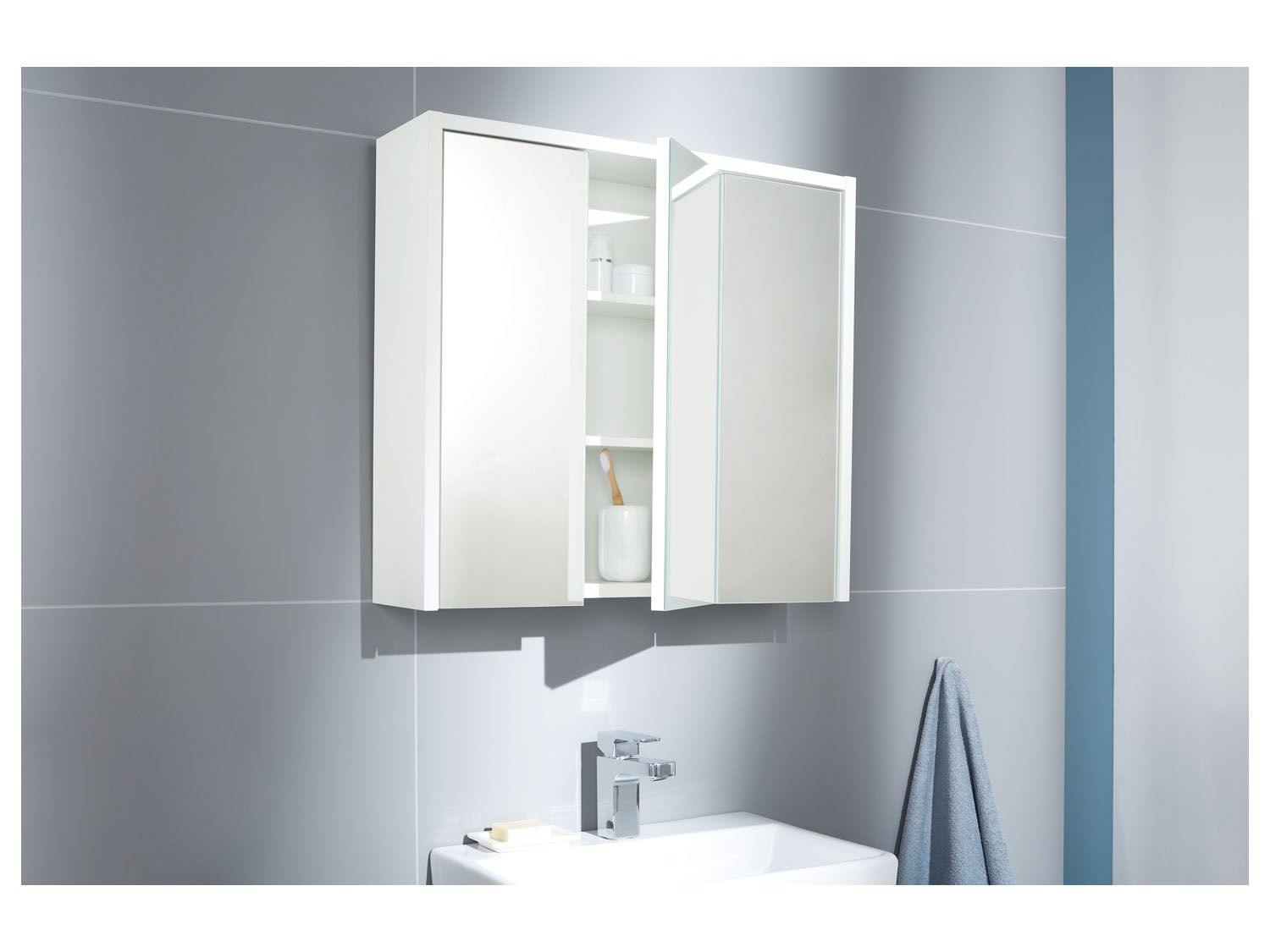 LIVARNO LIVING Szafka łazienkowa z lustrem, biały