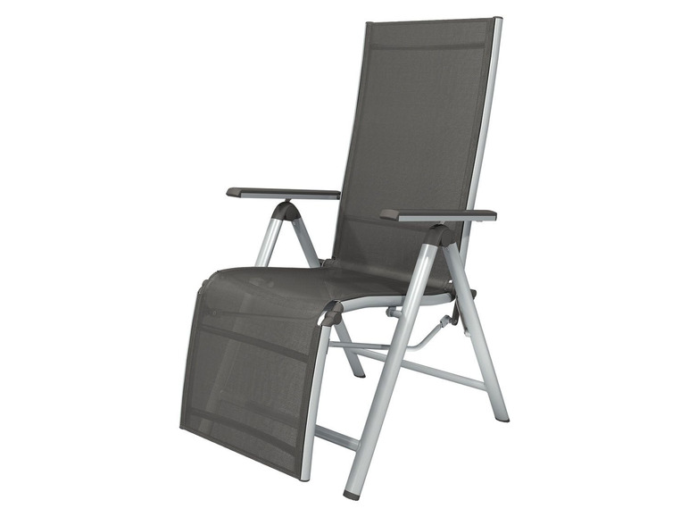 Pełny ekran: florabest Aluminiowy fotel ogrodowy Houston, z podnóżkiem, srebrny/ szary - zdjęcie 4