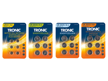 TRONIC® Zestaw 6 baterii guzikowych, 1 zestaw