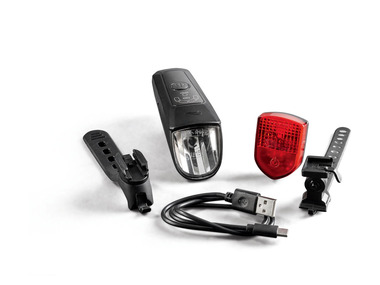 CRIVIT® Zestaw 2 lampek rowerowych LED przód tył USB