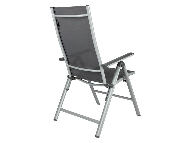 Pełny ekran: florabest Fotel ogrodowy składany aluminiowy z wysokim oparciem, srebrny/szary, 2 sztuki - zdjęcie 4