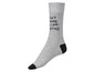 Szare skarpetki z napisem 'Don't change, you like socks'.