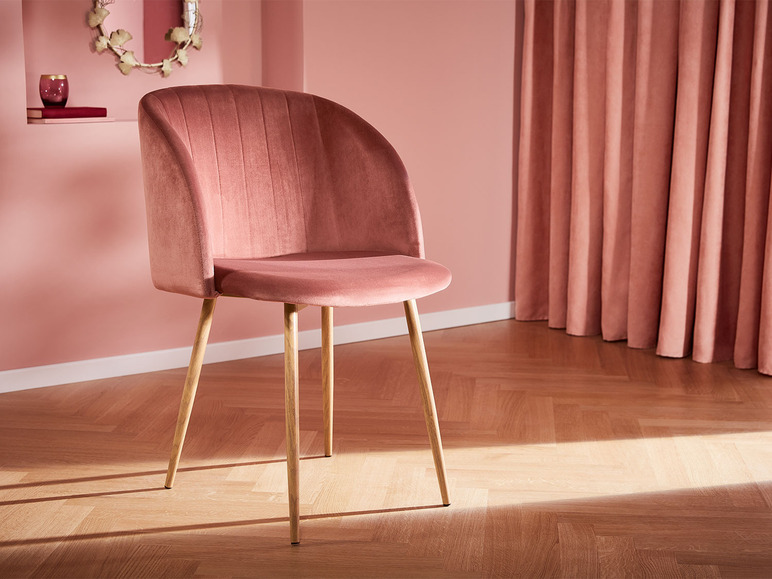 Pełny ekran: LIVARNO home Fotel tapicerowany, różowy welur - zdjęcie 1