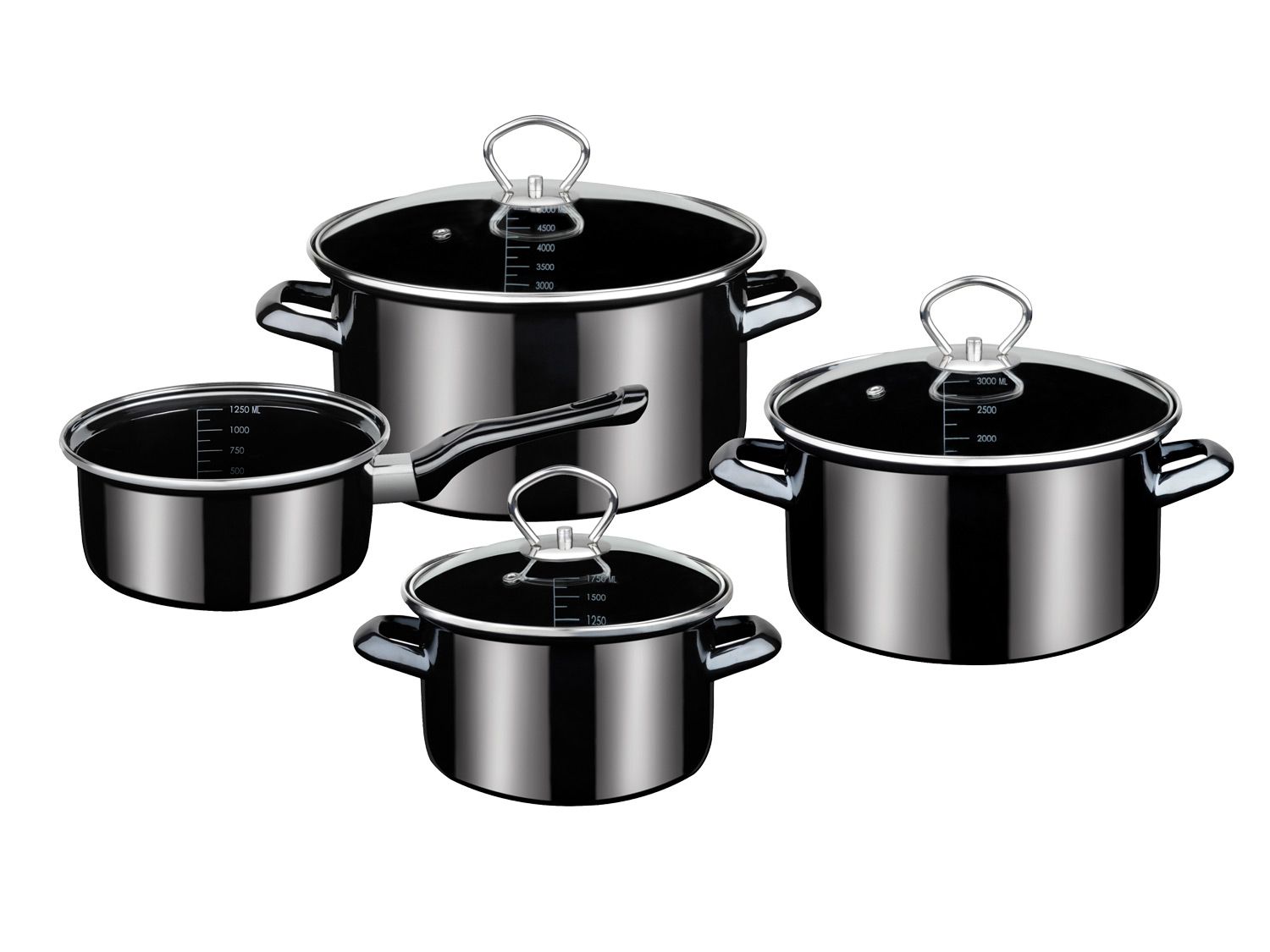 Zestaw garnków do gotowania GSW, 7 elementów (Czarny)
