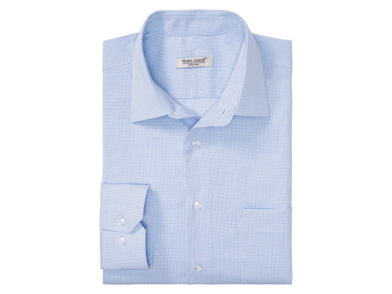 Pełny ekran: NOBEL LEAGUE® Koszula biznesowa męska w kratkę, jasnoniebieska - zdjęcie 3