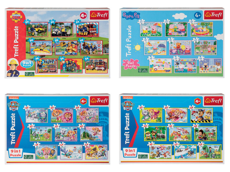 Puzzle z bohaterami bajek 9 w 1, 1 sztuka