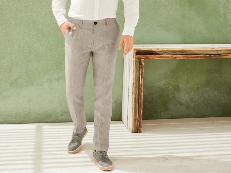 Pełny ekran: LIVERGY® Spodnie męskie chino z lnu, 1 para - zdjęcie 1