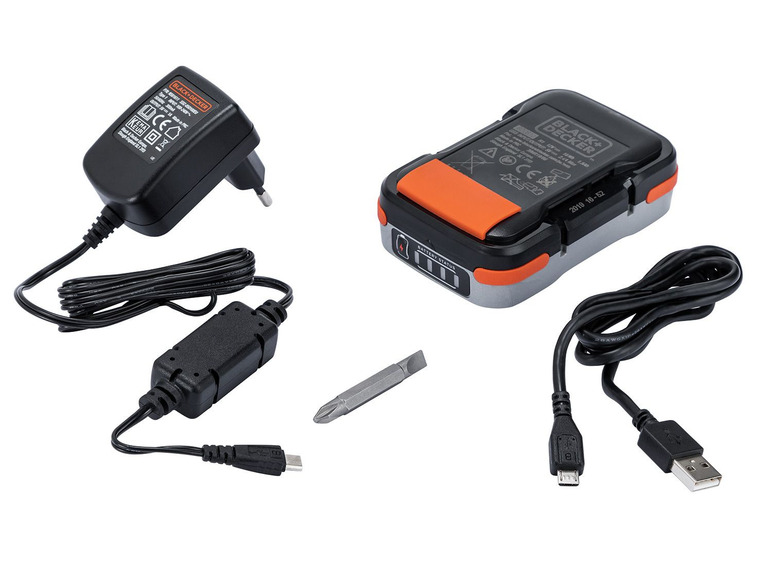 Pełny ekran: Black & Decker Akumulatorowa wiertarkowkrętarka 12 V/1,5 Ah z akumulatorem USB, kablem ładującym i 1 bitem podwójnym - zdjęcie 3