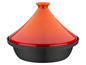 Pomarańczowa tajine z żeliwa z pokrywką.
