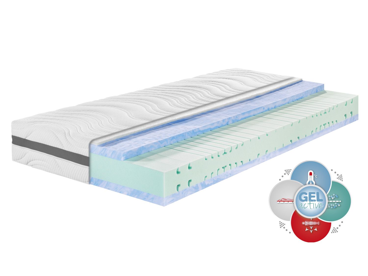 BADENIA TRENDLINE 7-strefowy materac z pianki wysokoelastycznej »BT 320 Plus Gel Active«, strefa komfortu ramion. (H2, 140 x 200 cm)