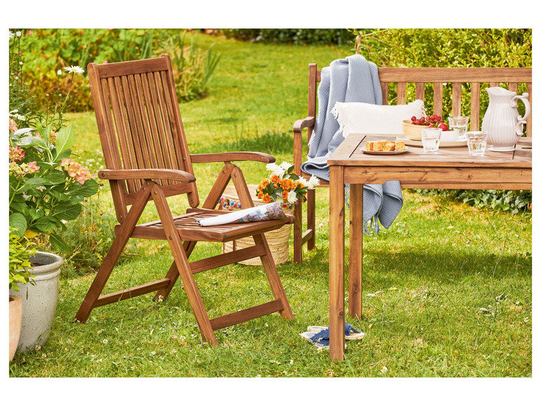 Pełny ekran: florabest Ławka ogrodowa ze składanym stolikiem z drewna akacjowego - zdjęcie 2