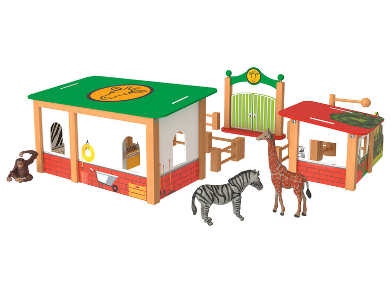 Pełny ekran: PLAYTIVE® Drewniany wybieg dla zwierząt w zoo z akcesoriami - zdjęcie 1