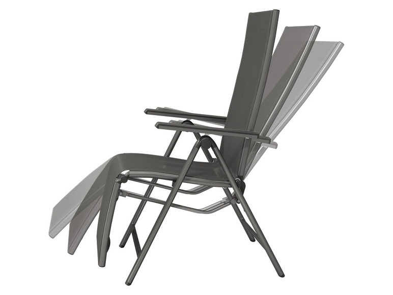 Pełny ekran: florabest Fotel leżak ogrodowy aluminiowy z podnóżkiem, czarny - zdjęcie 6