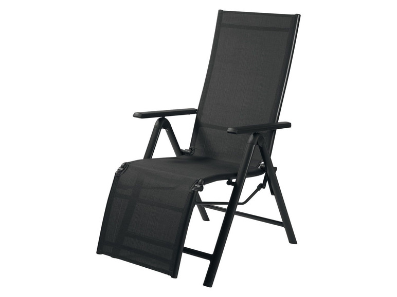 Pełny ekran: florabest Fotel leżak ogrodowy aluminiowy z podnóżkiem, czarny - zdjęcie 3