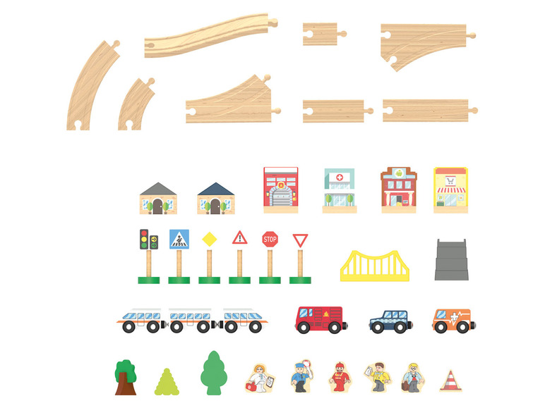 Pełny ekran: PLAYTIVE® Drewniany zestaw do zabawy z kolejką - miasto lub farma - zdjęcie 4