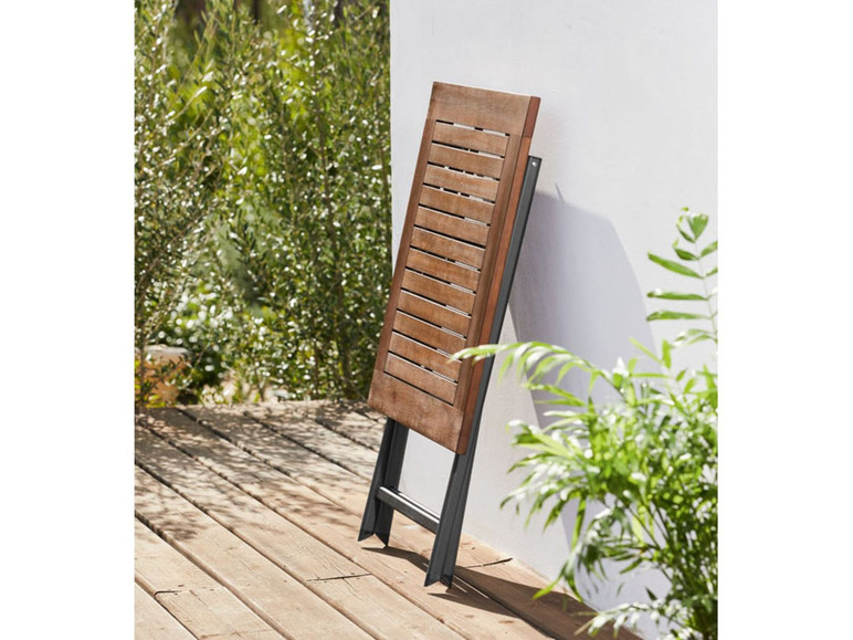 Pełny ekran: florabest Stół ogrodowy składany 70 x 70 cm, aluminium i drewniany blat, brązowy - zdjęcie 9