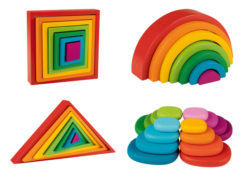 Pełny ekran: Playtive Drewniana układanka Montessori w kolorach tęczy, 1 sztuka - zdjęcie 1