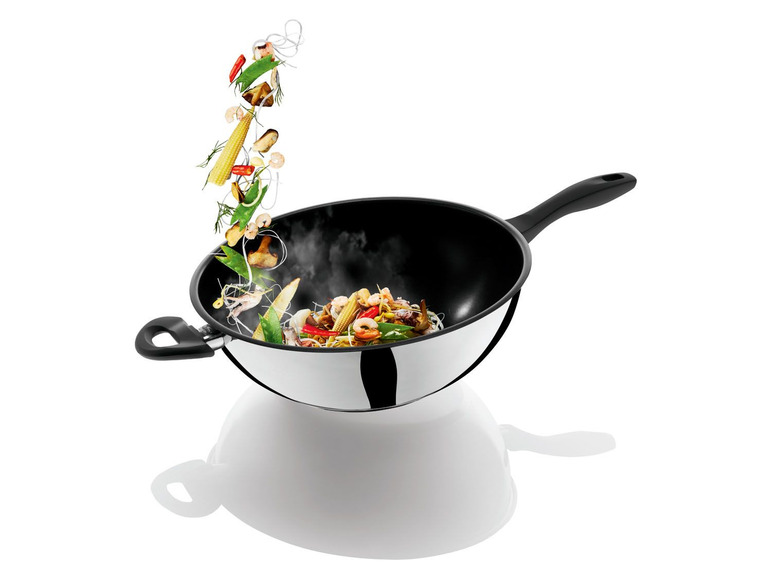 Pełny ekran: ERNESTO® Wok lub patelnia wok ze szklaną pokrywką Ø 32 cm - zdjęcie 3