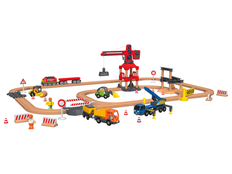 Pełny ekran: Playtive Zestaw do zabawy z kolejką - plac budowy, 68 elementów - zdjęcie 1