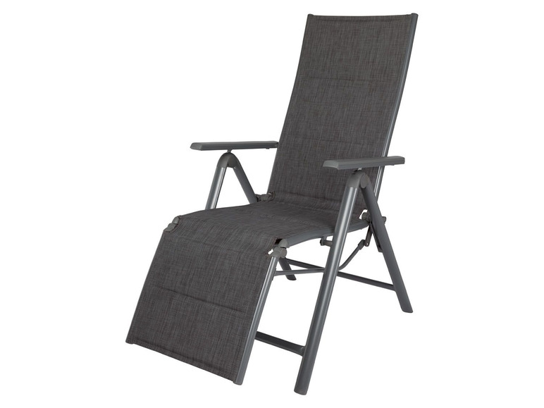 Pełny ekran: florabest Fotel leżak ogrodowy aluminiowy z podnóżkiem, antracytowy - zdjęcie 1