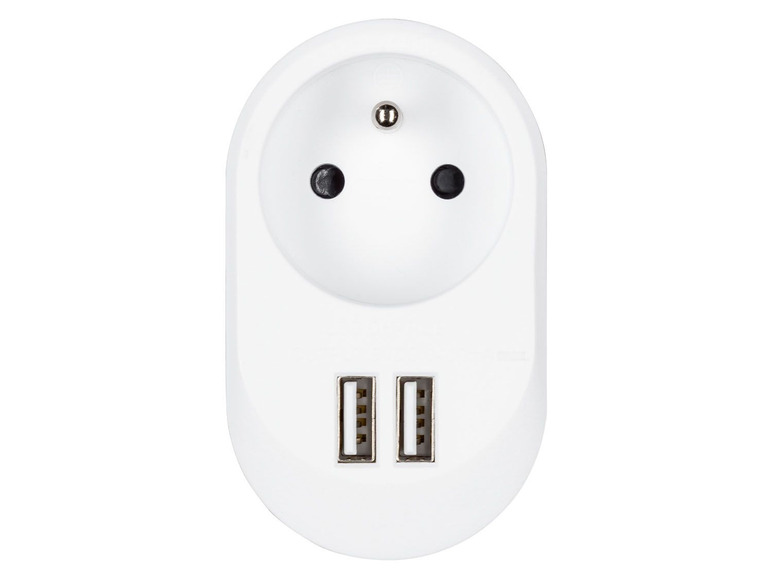 Adapter z gniazdem sieciowym i 2 portami USB