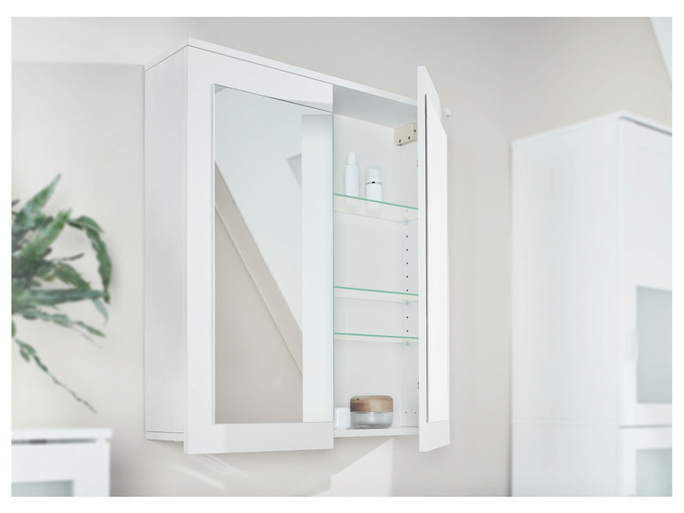 Pełny ekran: Livarno Home Szafka łazienkowa z lustrem biała Basel - zdjęcie 2