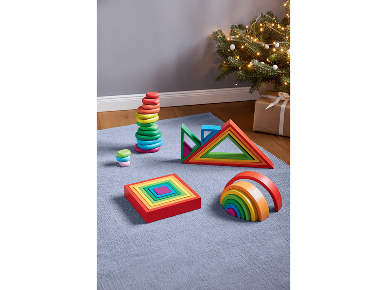 Pełny ekran: Playtive Drewniana układanka Montessori w kolorach tęczy, 1 sztuka - zdjęcie 2