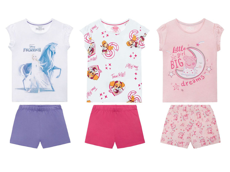 Pełny ekran: Piżama dziewczęca letnia z bohaterami bajek (t-shirt + spodenki), 1 komplet - zdjęcie 2